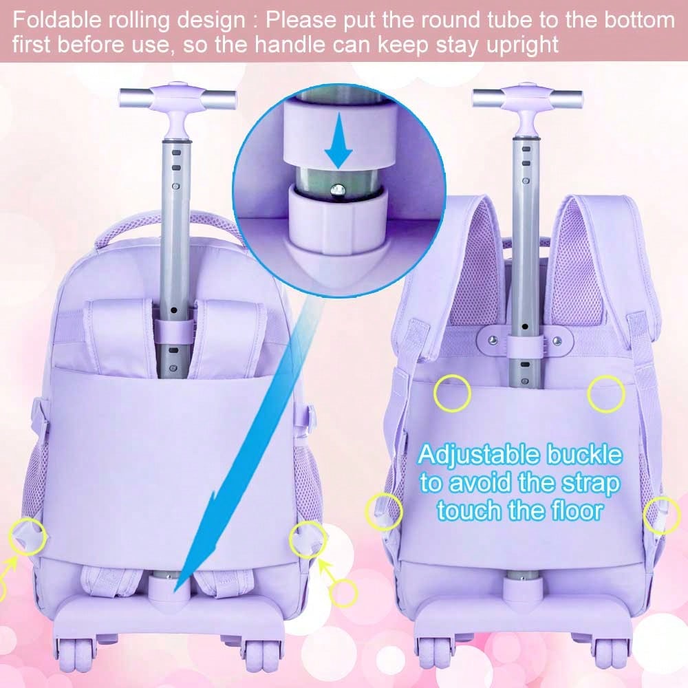 3PCS 여아용 롤링 백팩, 도시락 가방 포함 롤러 책 - School Backpack Teen 리뷰 및 가격