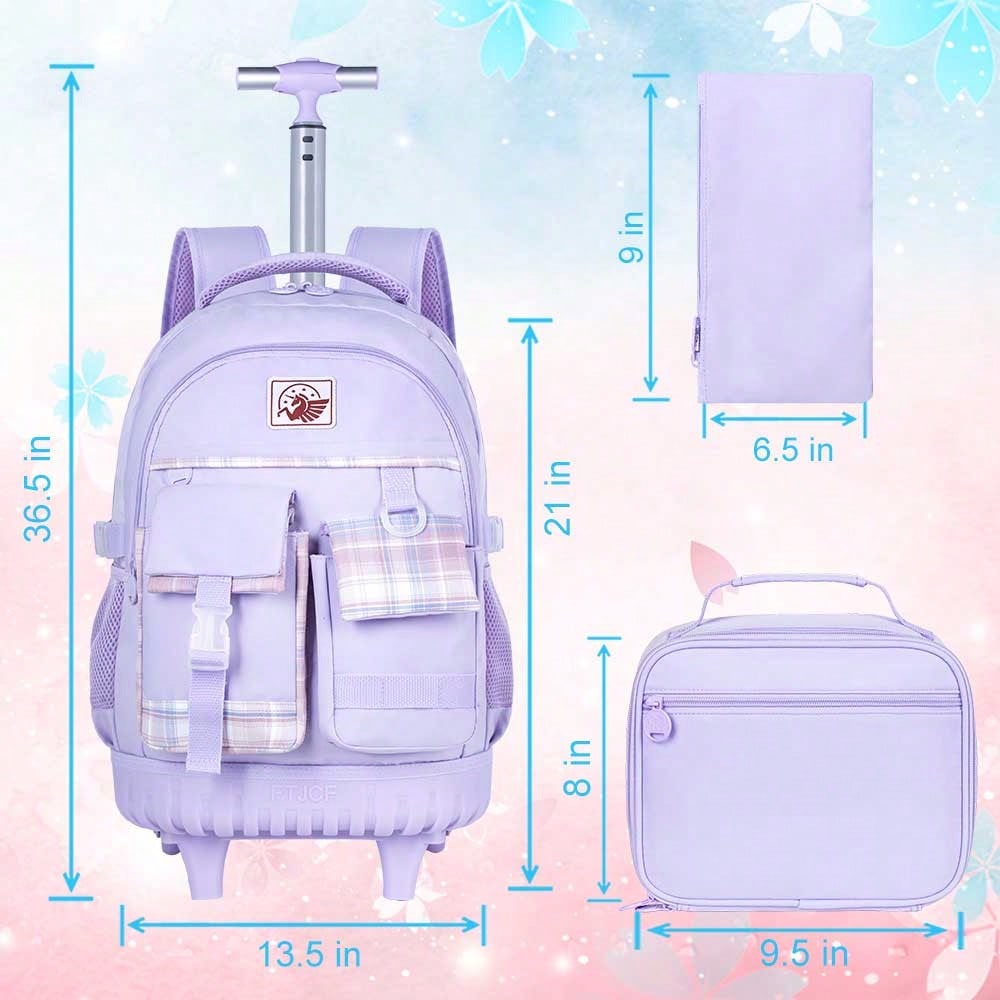 3PCS 여아용 롤링 백팩, 도시락 가방 포함 롤러 책 - School Backpack Teen 리뷰 및 가격